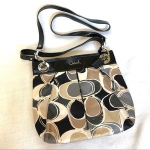 Coach Black and Brown Patterned Crossbody Bag